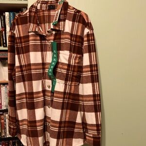 Ladies Microfleece Button Down Brown Shirt